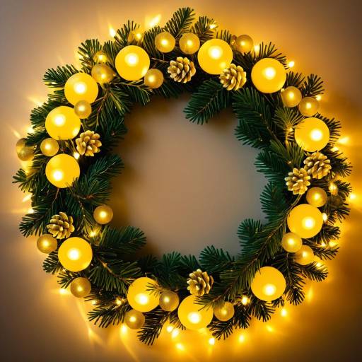Festive Christmas Wreath with Yellow Lights