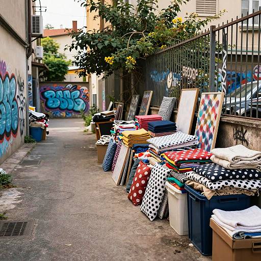 Trash Polka Art in Urban Alley