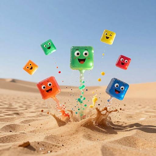 Joyful Gelatinous Cubes in Desert