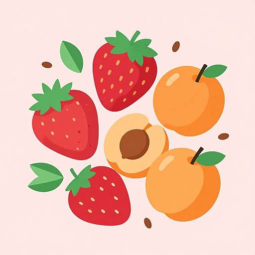 Playful Strawberries and Apricots Vector