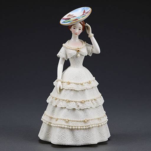 Porcelain Figurine of Woman in Lace Dress