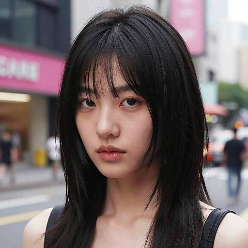 Asian Fringe Hairstyle on Young Woman