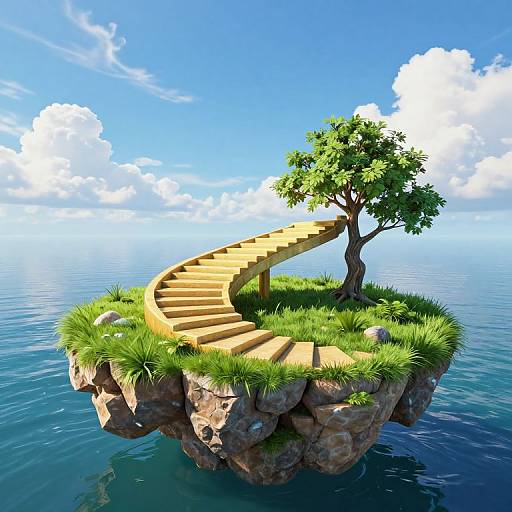 Golden Spiral Steps on Floating Island