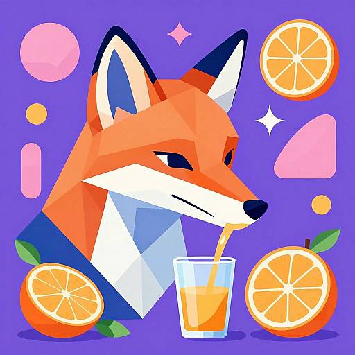 Vibrant Geometric Fox with Citrus