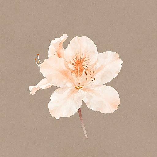 Digital Watercolor Pale Peach Azalea