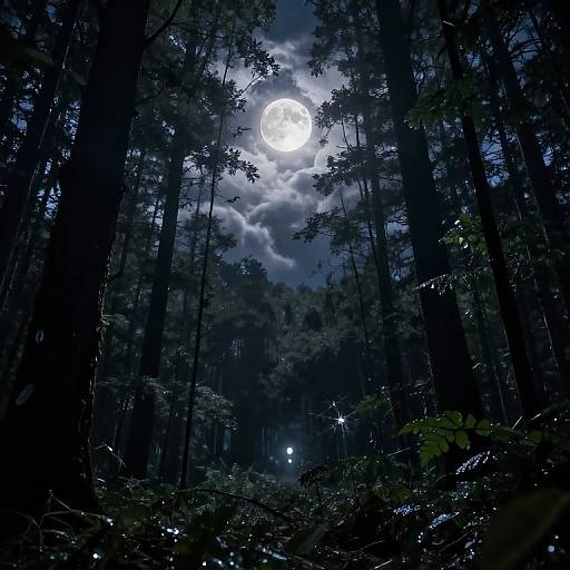 Moonlit Dark Forest Atmosphere