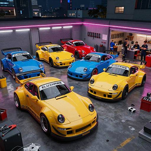 RWB Porsche Garage at Night