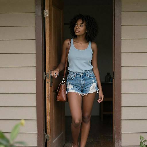 Casual Moment at a Wooden Door