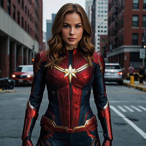 Woman in Red and Black Superhero Suit