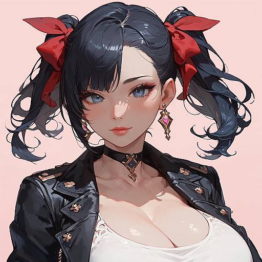 Aqua-Eyed Anime Girl in Pink Dress