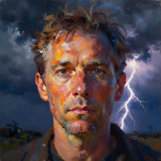 Surreal Storm-Themed Impressionistic Portrait