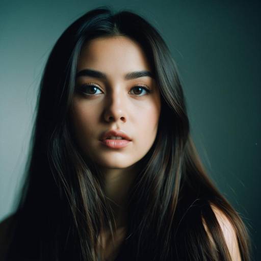 Young Woman with Long Dark Hair Portrait