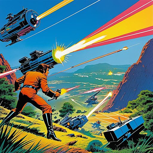 Epic 1970s Comic Showdown Scene Epic 1970s Comic Showdown Scene