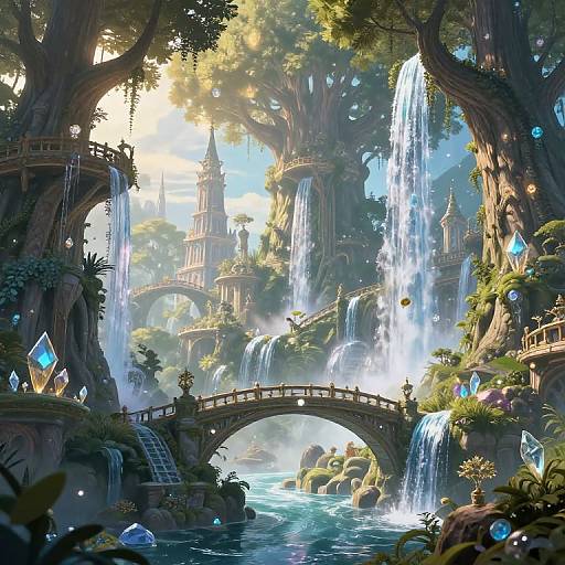 Serene Elven City in Giant Trees