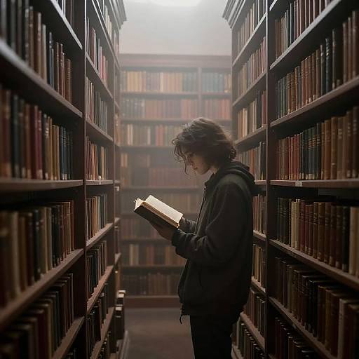 Misty Library Solitude with Tome