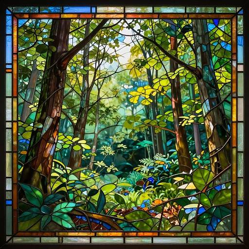 Serene Forest Stained Glass Effect