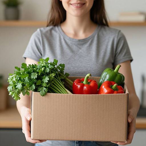Woman Smiling with Fresh Vegetables