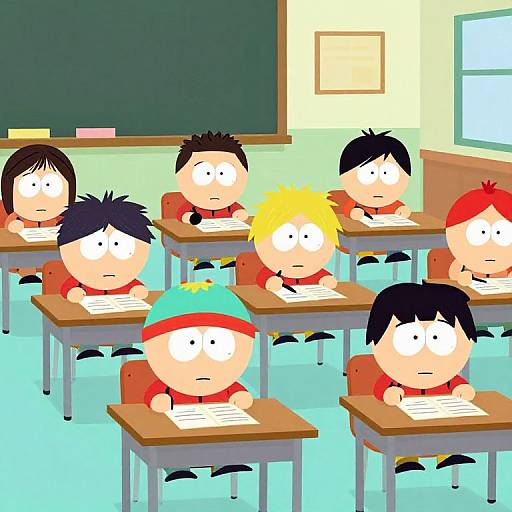 Southpark Style Classroom Scene