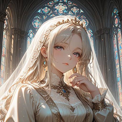 Elegant Mature Woman in Baroque Cathedral