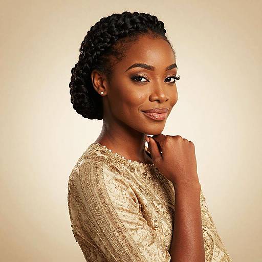 Elegant Black Woman with Crown Braid