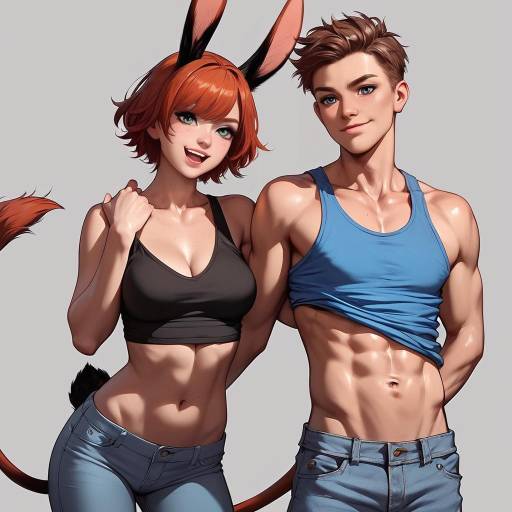 Mischievous Rabbit-Eared Cowboys in Jeans Mischievous Rabbit-Eared Cowboys in Jeans