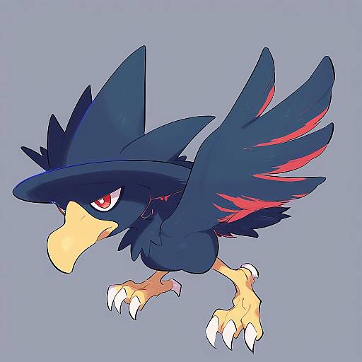Illustration of Murkrow, pokemon in the style of Kaga3chi