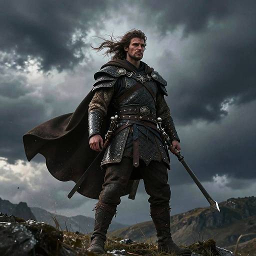 Epic Battle-Worn Warrior in Storm