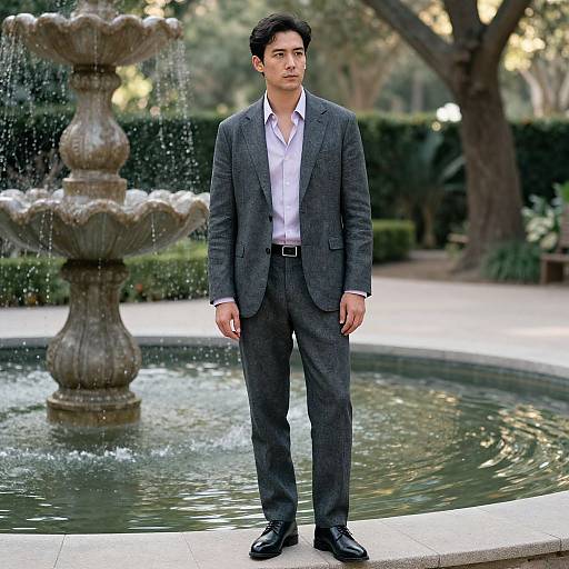 Refined Man in Serene Garden
