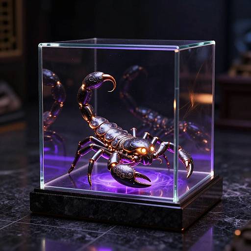 Luminous Obsidian Scorpion Sculpture
