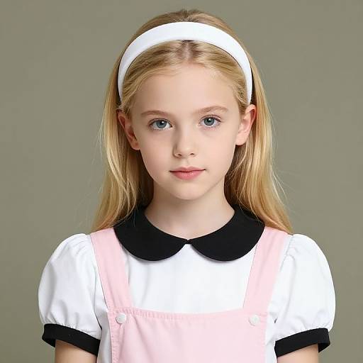 Blonde Girl in Pink and White Dress