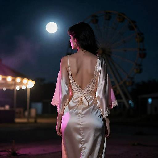 Cinematic Backlit Woman in Silk Kimono