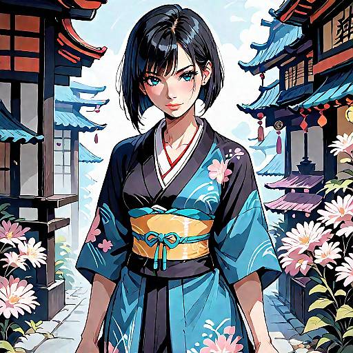 Anime Girl in Traditional Kimono