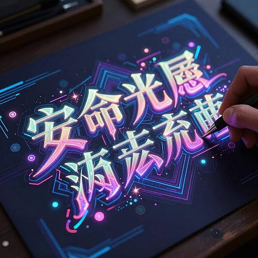 Futuristic Neon Word Art Illustration
