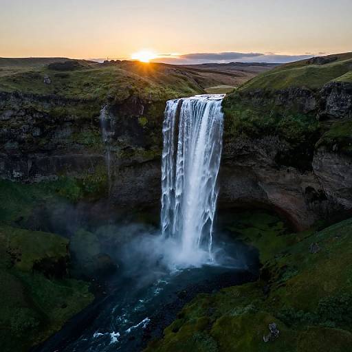 Stunning Icelandic Seljalandsfoss Drone Shot