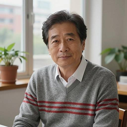 Calm Middle-Aged Man in Urban Setting