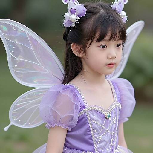 Close-up Purple Fairy Costume Girl
