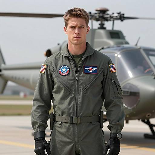 Realistic Maverick Pilot Artwork in Flight Suit