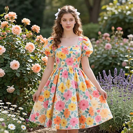 Young Woman in Vibrant Garden