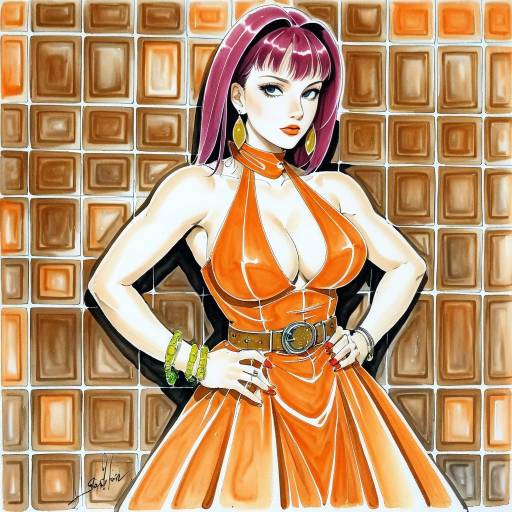 Faye Valentine in Dazzling Orange Dress