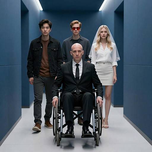 Futuristic Corridor with Diverse Characters