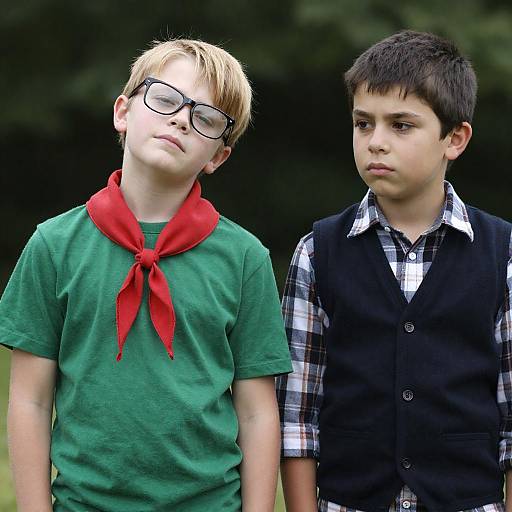 Two boys standing outdoors