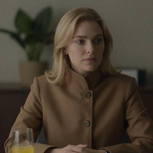 Blonde Woman in Dimly Lit Room