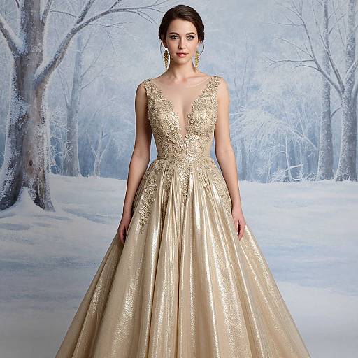 Evening Glamour in Gold Ball Gown