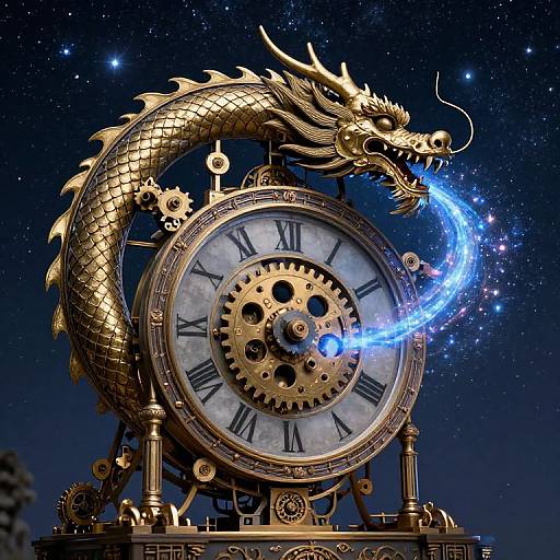 Ancient Clockwork Dragon in Milky Way