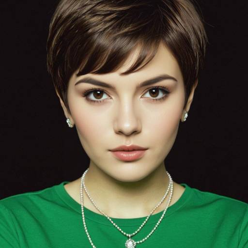 Woman with Short Pixie Cut and Jewelry