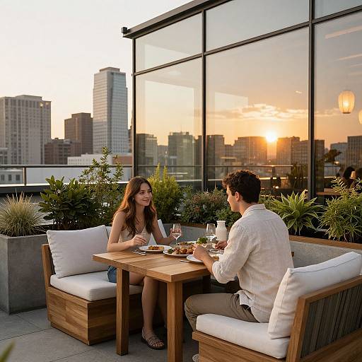 Cozy Rooftop Dinner at Sunset