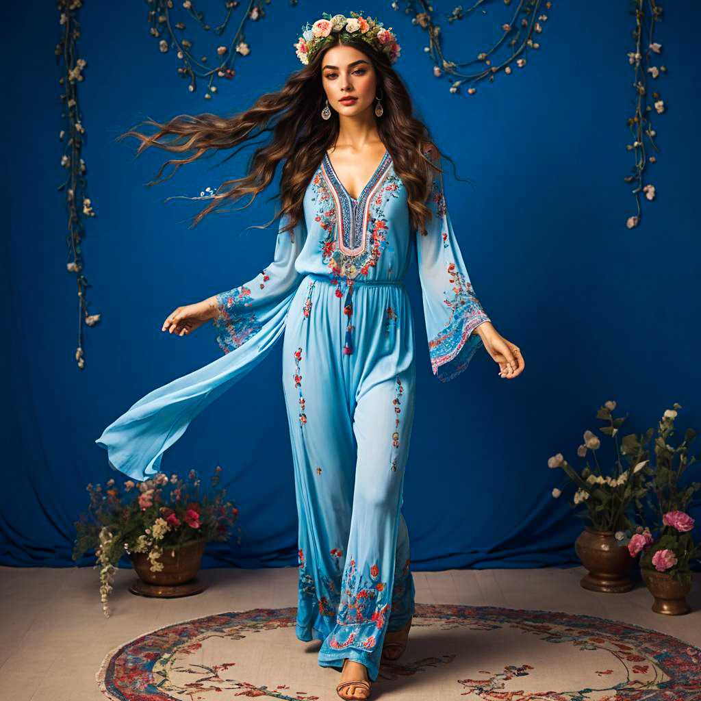 Dreamy Boho Woman in Electric Blue