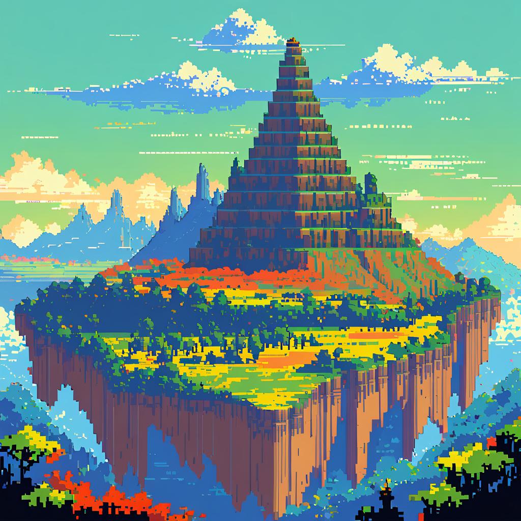 Sunny Pixelated Plateau Landscape Art