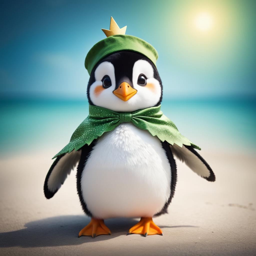 Whimsical Penguin as Peter Pan Pose