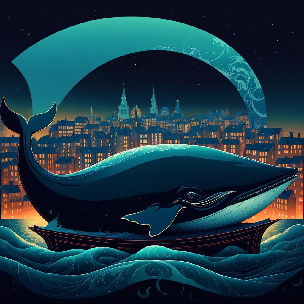 Whale Cityscape: Surreal Expressionism Art